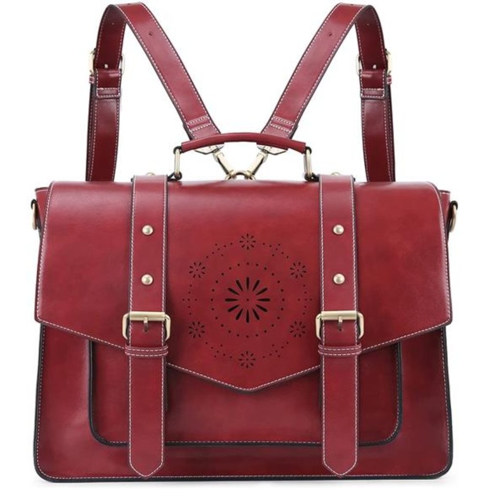 Backpack for Women Briefcase Messenger Laptop Bag Vegan Leather Satchel Work Bag